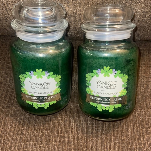 2 Yankee Candle Lucky Shamrock Large Jar Candles NEW